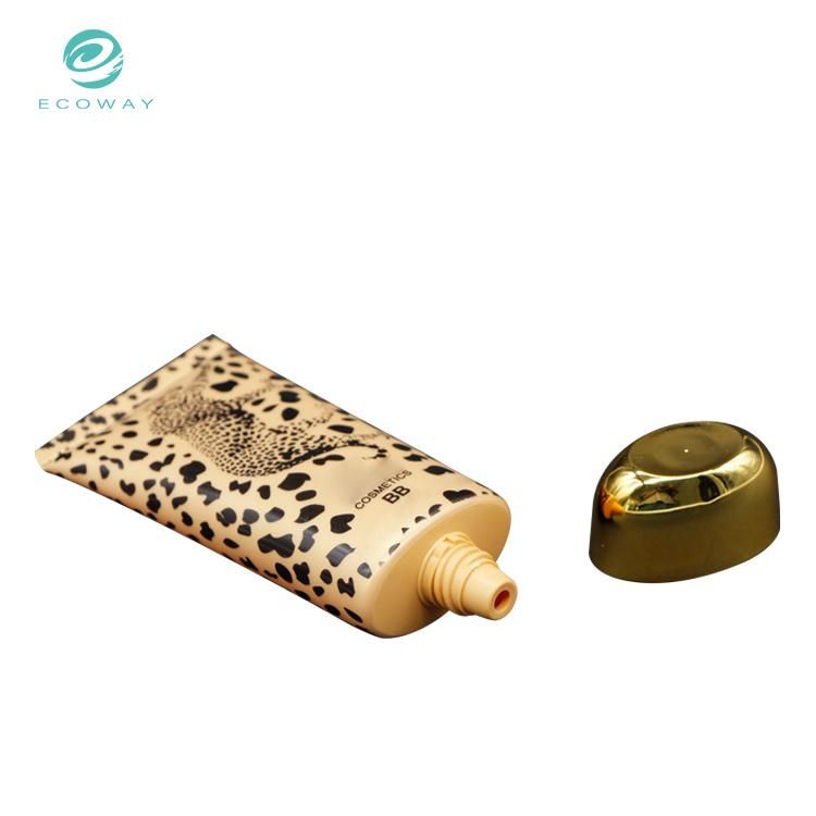 Gold Plating Screw Cap Leopard Pattern Offset Printing Tube Body Bb and Cc Cream Plastic Packaging Tube