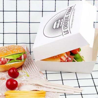 Disposable Food Packaging White Cardboard Paper Takeaway Lunch Hamburger Box