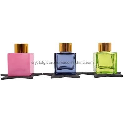 Square Color Diffuser Glass Cosmetic Perfume Bottle with Cork