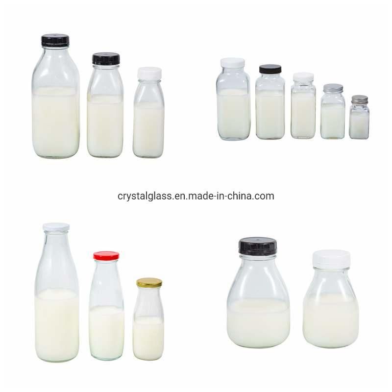 Glass Milk Bottles with Swing Top Cap for Beverage 500ml 1L