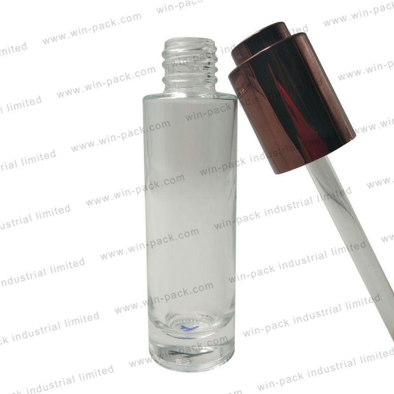 Winpack Cosmetic Painting Blue Color 30ml Bottle Dropper Clear Glass Heavy Bottom Small Clear Small Glass Bottles,Cosmetic Glass Bottle,Essence Oil Glass Bottle