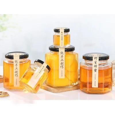 Hexagon Honey Jar Glass Jar with Tinplate Cover