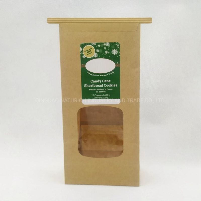 Flat Bottom Gusset Coffee Bean Tin Tie Kraft Paper Bag