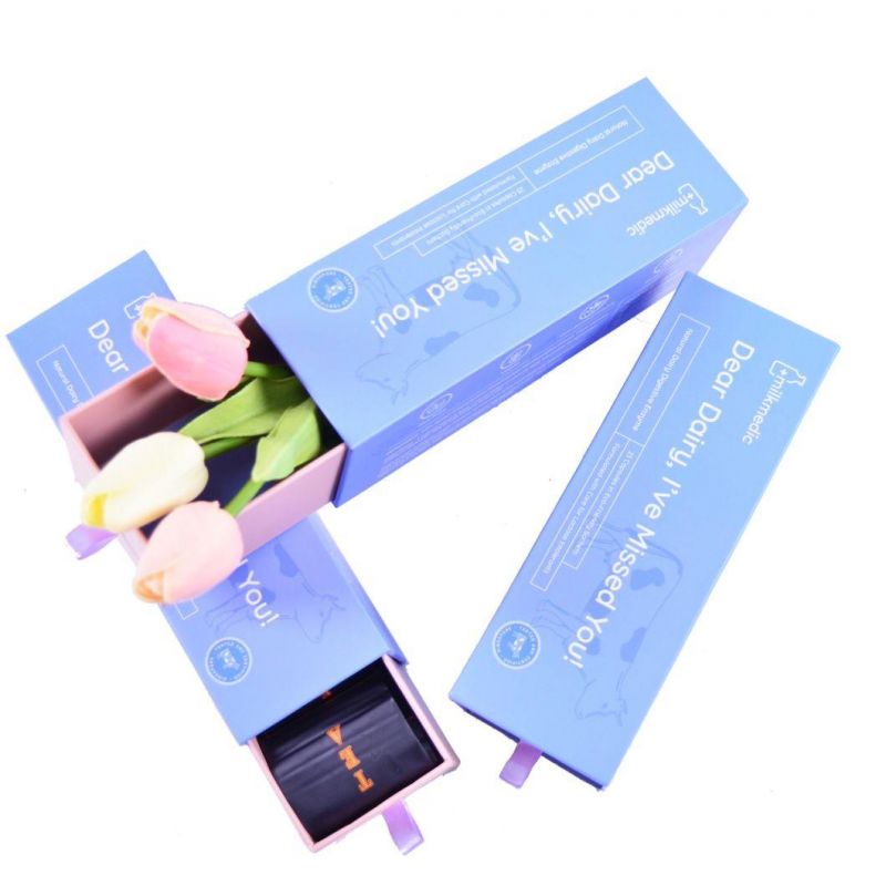 Customized Drawer with Ribbon Cardboard Cosmetic Package Print Logo Paper Cardboard Packaging