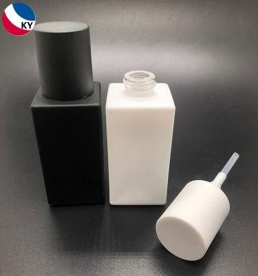 30ml Square Matte Black White Glass Pump Serum Bottle