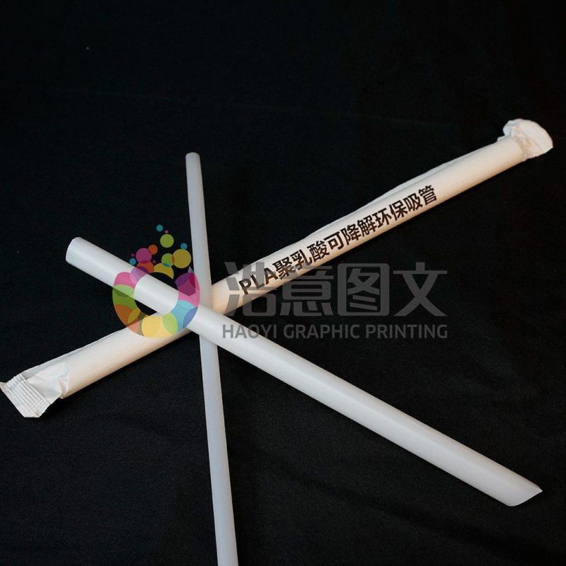 China Wholesale PLA White Pointed Disposable Degradable Plastic Straw Packaging