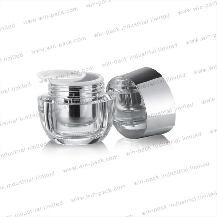 Winpack Empty Luxury Cream Acrylic Jar 100g with Shiny Silver Aluminum Cap