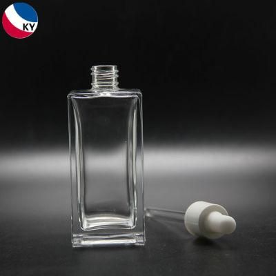 100ml Lotion Transparent Square Glass Dropper Bottle