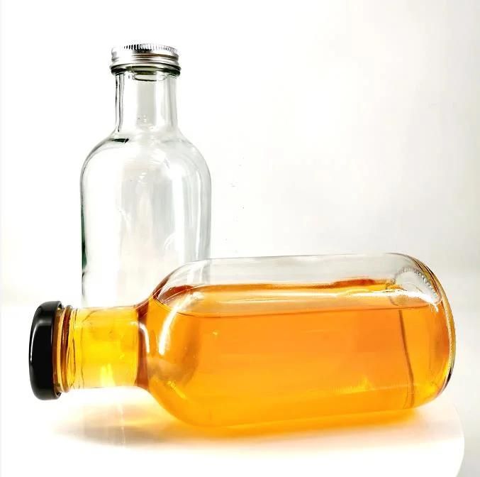 350ml 500ml Glass Bottle with Tinplate Plastic Alu. Screw Cap for Beverage Juice Beer Packing