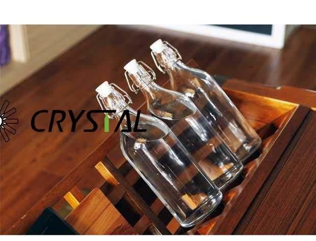 Creative Wine Transparent Glass Beverage Bottle with Clip Cap