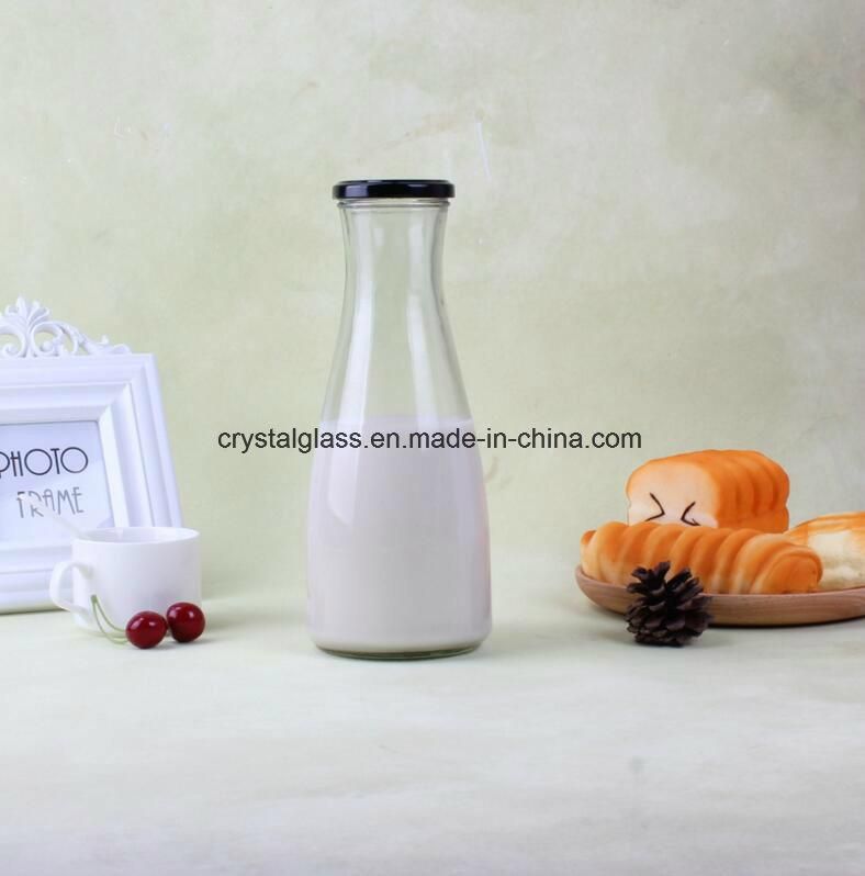 1L 350ml Customize Flint Glass Juice Beverage Bottle with Plastic Lid Brazil Glass Milk Bottle