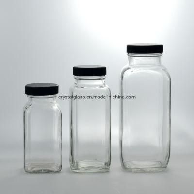 Wholesale Empty Square 500ml Milk/Juice/Tea/Drink Glass Bottle with Lid