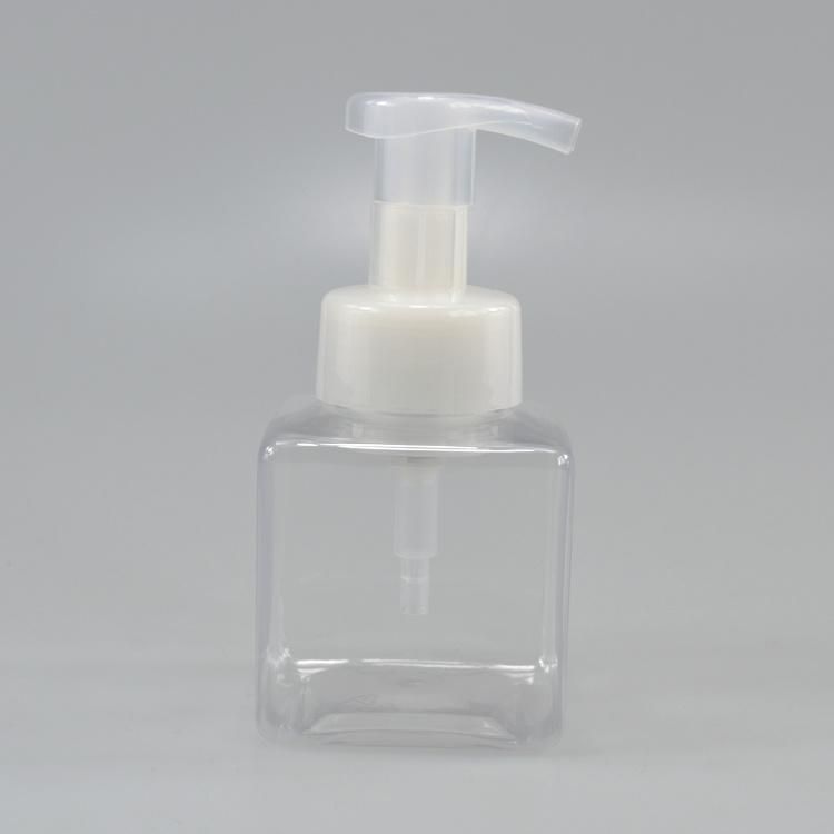 Wholesale 250ml Pet Transparent Flat Bottle Shampoo Shower Lotion Pump Square Plastic Bottle