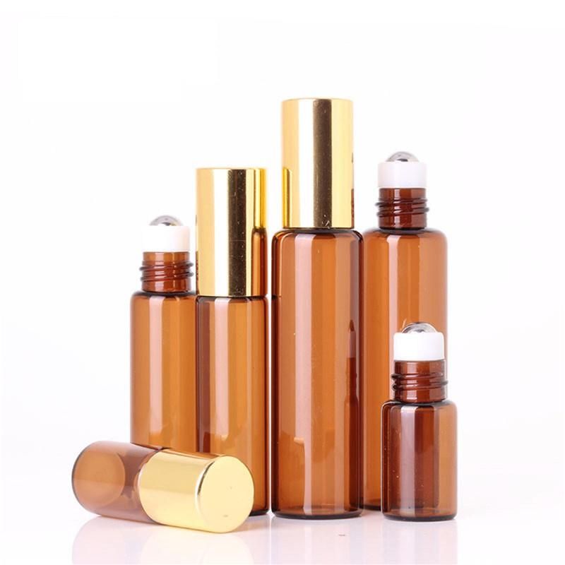 Amber Roller Ball Essential Oil Perfume Bottles 2.5ml 5ml 10ml Roll on Glass Bottles Roller Ball for Perfume Essential Oil Bottles