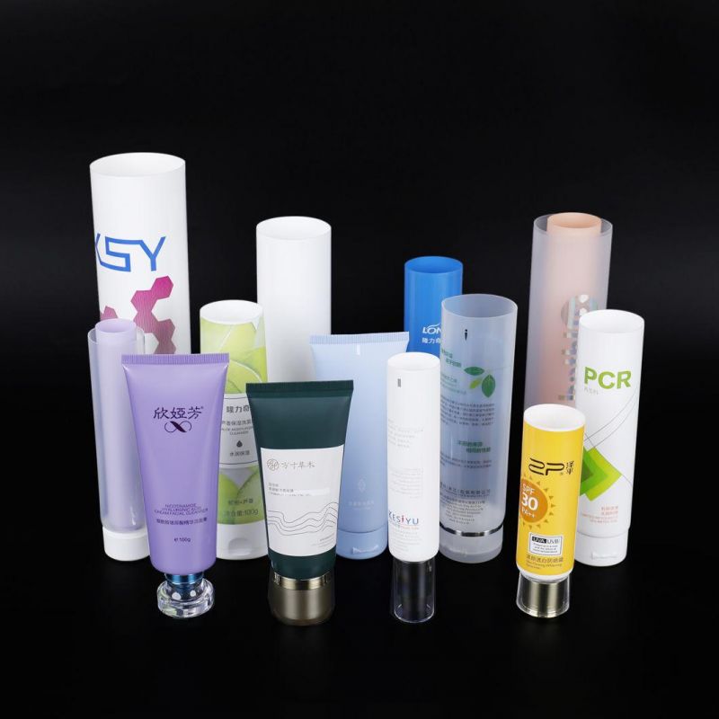Empty Soft White Facial Cleanserhand Cream Plastic Cosmetic Tube with Bamboo Cover