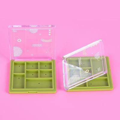 Wholesale 7 Hole Colorful Cosmetic Packaging Eye Shadow Case Plastic Powder Case for Plastic Case