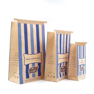 Tin Tie Food Packaging Brown Kraft Paper Bag with Window