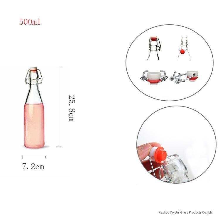 250ml-300ml Juice Beverage Milk Kombucha Glass Bottles with Flip Top