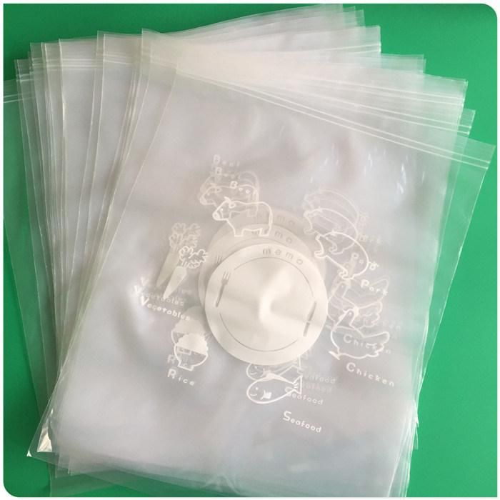 Writable White Block Printing Zipper Bag for Food Packaging with Double Zippers