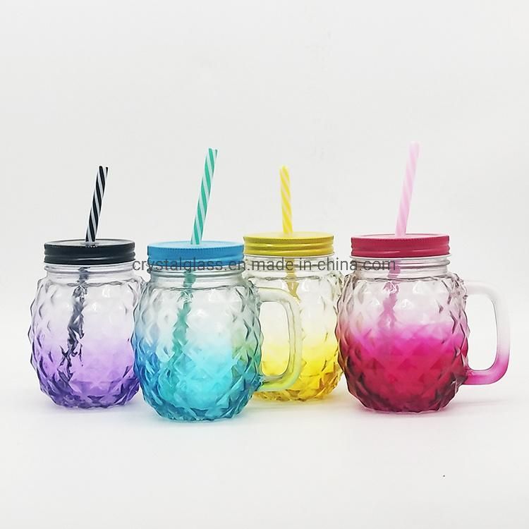 Custom Made ODM Mason Jar with Handle and Straw