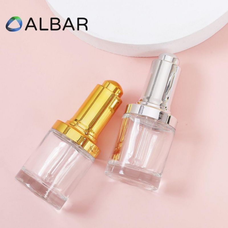 Glass Dropper Pumps Transparent Portable Cosmetic Skin Care Glass Bottles