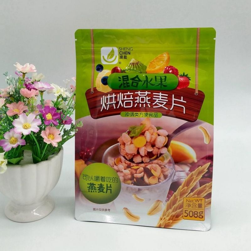 Stand up Kraft Paper Bag with Window Flat Bottom Food Packaging Bag