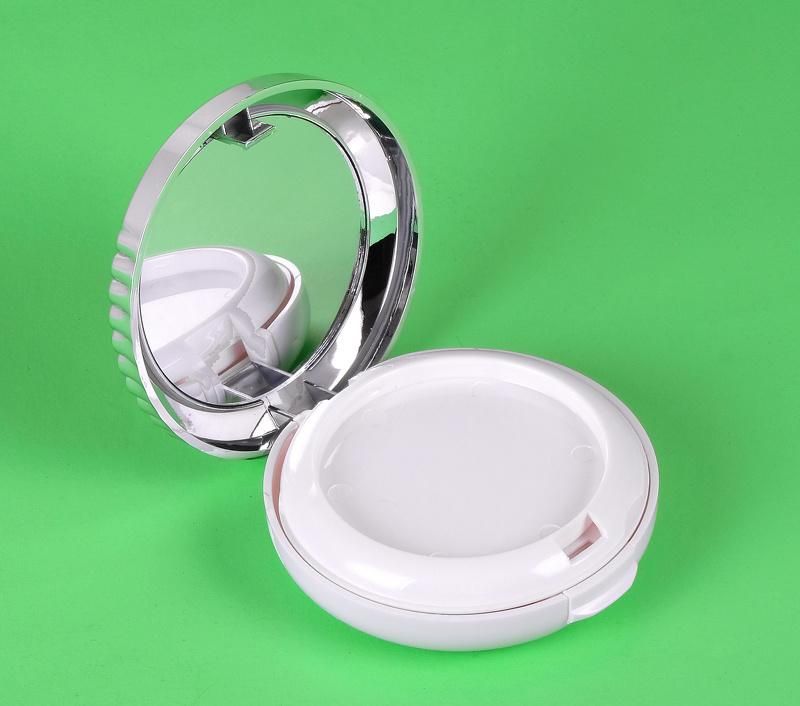 8g Round Metalized Silver 2 Tiers Pressed Powder Compact Case with 59mm Compact Pan Casing Compact Powder