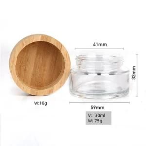 10g 20g 30g 50g 100g Luxury Cosmetic Bottle Clear Round Bottle with Bamboo Cap