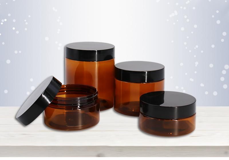 in Stock Amber Pet Plastic Facial Mask Container, Cosmetic Jar for Cream and Butter