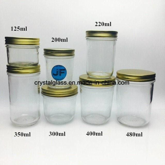 Wide Mouth Baby Food Glass Mason Jam Caviar Jars with Metal Lid 8oz 16oz