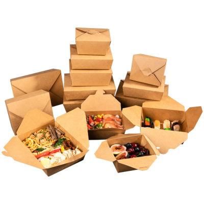Manufacture Folding Paper Takeout Box Disposable Food Container Paper Fast Food Lunch Salad Packaging