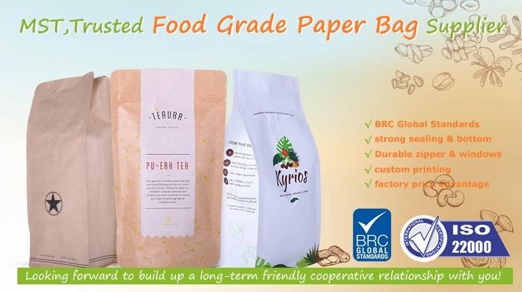 Flat Bottom Kraft Paper Coffee Bean /Food/Tea Leaf /Bread Packaging Bag with Zipper