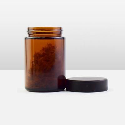 2oz Straight Side Plastic Cap Glass Skin Care Cream Amber Glass Jars for Cosmetic