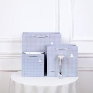 Square Wide Bottom Gift Paper Bag Gift Box Packaging Paper Bag Striped Plaid Clothing Portable Gift Packaging Bag