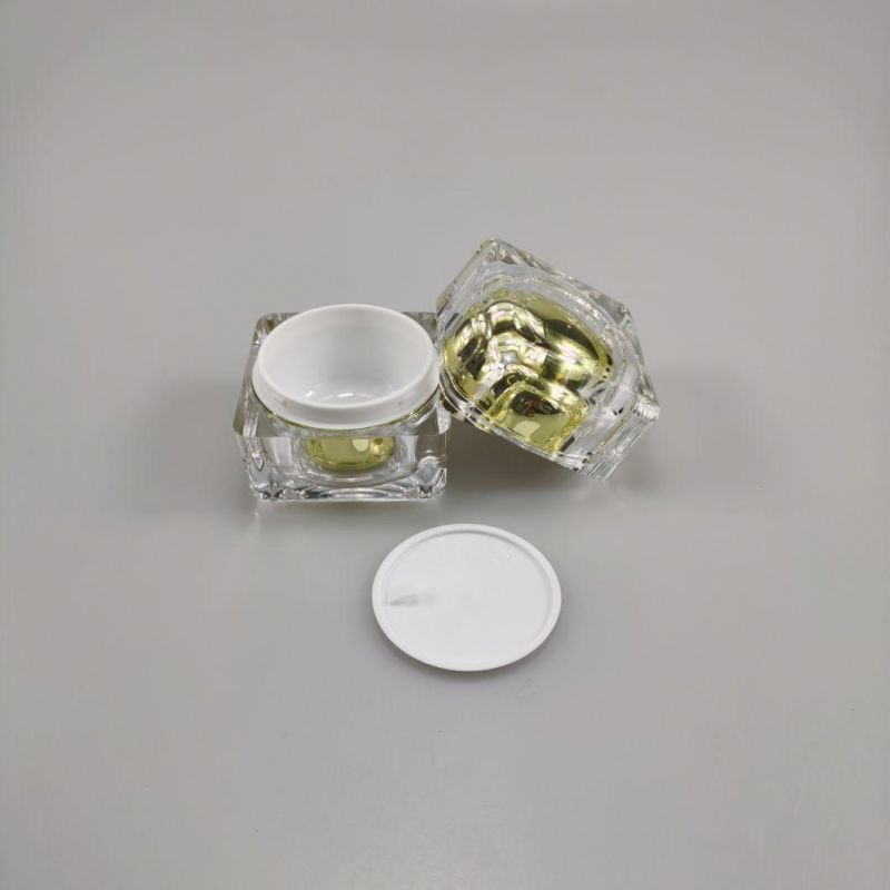 New Design 15g 30g 50g Square Gold Cosmetic Acrylic Cream Jar for Body Butter Container