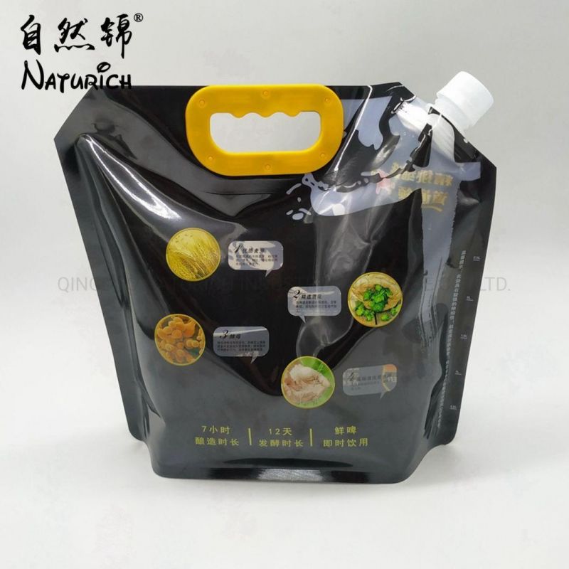 1L 3L 5L Beer/Liquid Packaging Spout Pouch with Handle