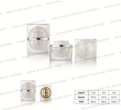 Acrylic Jar Square Shape Spray Outerface of Inner Bottle 15g 30g 50g