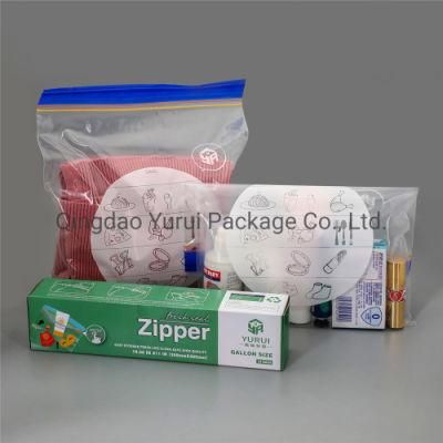 LDPE Double Color Zip Waterproof Food Storage Ziplock Freezer Gallon Bag in Retail Box