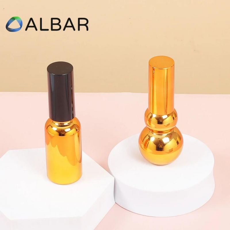 Mini Size 30ml Round Flat Shoulder Mist Glass Bottles with Gold Colors Customized