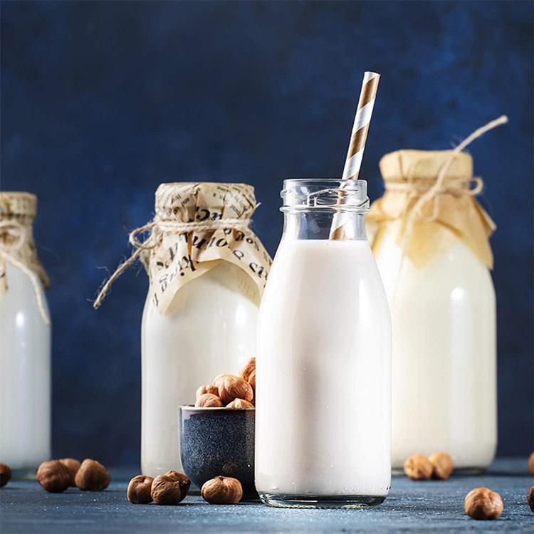 250ml 500ml 1L Round Beverages Juice Glass Milk Bottles with Metal Lids