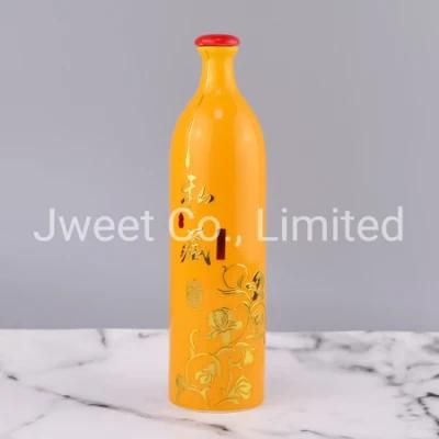 Wholesale 500ml Wine Vodka Bottle Gold Printing Ceramic Vodka Bottle