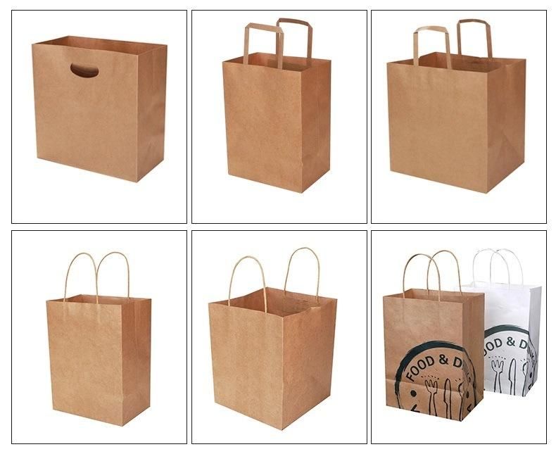 Food Snack Grocery Packaging Brown White Kraft Paper Bag