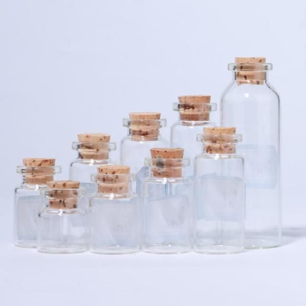 Clear Glass Bottle Vials Empty Sample Jars with Cork Stopper Vial Weddings Wish Bottle Small Glass Jars