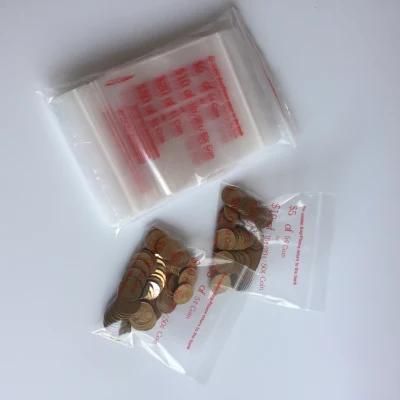 PE Clear Reusable Zip Lock Bank Coin Packaging Bags