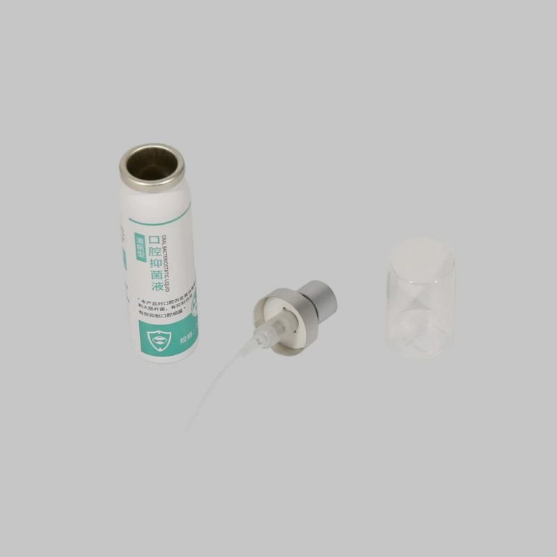 Empty Oral Spray Aluminum Can with Pump Valve and Cap for Pharmaceutical Products Packaging