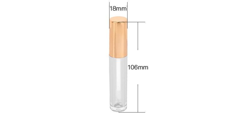 Manufacturer Empty Round Gold Lip Gloss Containers Tube Packaging with Wands Lipgloss with Brush Applicator