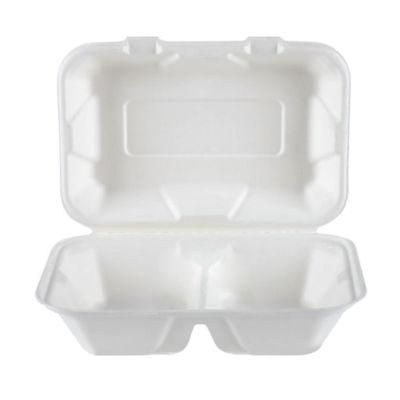 Biodegradable Bagasse Disposable Sugarcane Clamshell Box Food Packaging