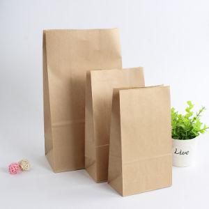 Coated Oil-Proof Kraft Paper Bag Refrigerator Storage Square Bottom Bag White Kraft Paper Hand Bag Chestnut Packing Bag