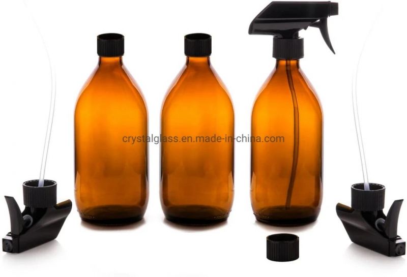 300ml 500ml Amber Bottle Glass Spray with Black Mist Spray Caps for Alcohol