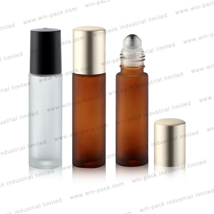 Roll on Glass Bottle 10ml Special Round Shape Customized Transparent Amber Color Container Flat Shoulder Clear Bottle